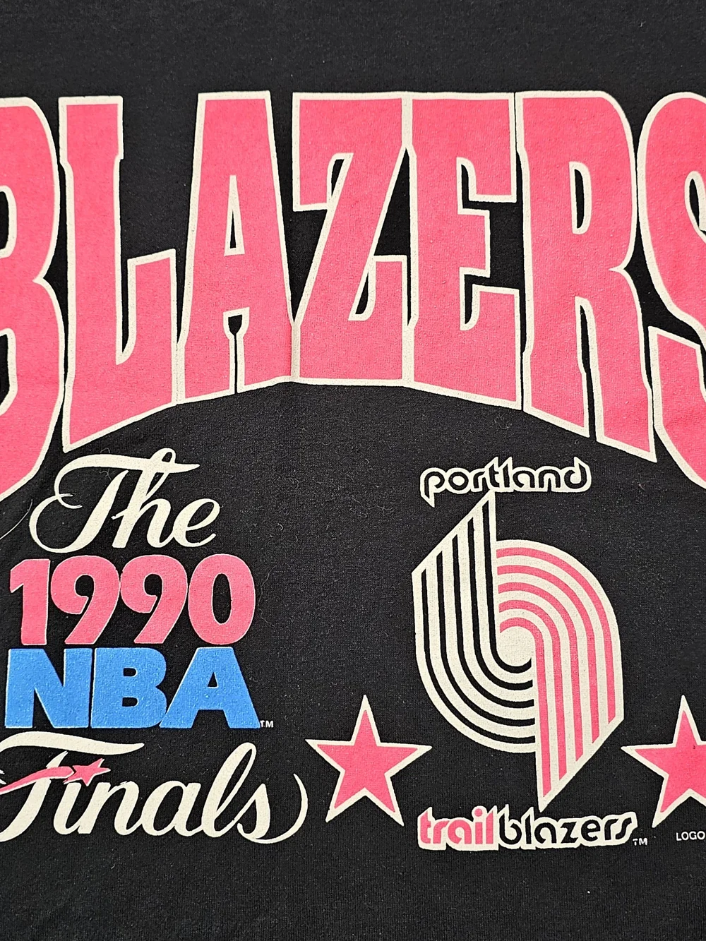 Vintage Portland Trail Blazers 1990 NBA Finals Black Graphic T-Shirt L